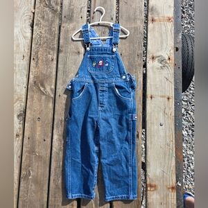 Stylish Vintage YMCA Kids Blue Denim Overalls With School Themed Embroidery